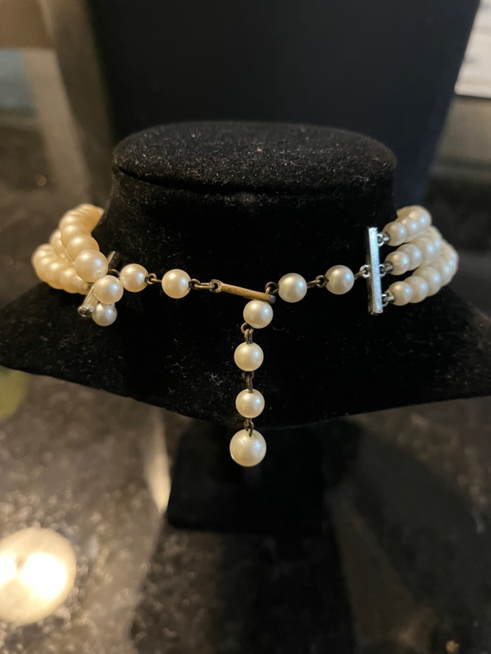 Classic Triple-Strand Pearl Fashion Necklace – Cream Pearls - Picture 2 of 2
